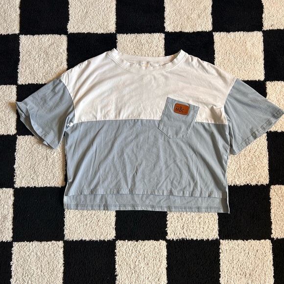 women’s small blue and white cropped tee - Picture 1 of 2